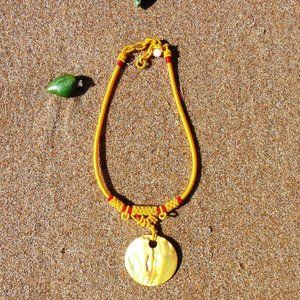Eclectic Bright Gold Shell Pendant Necklace